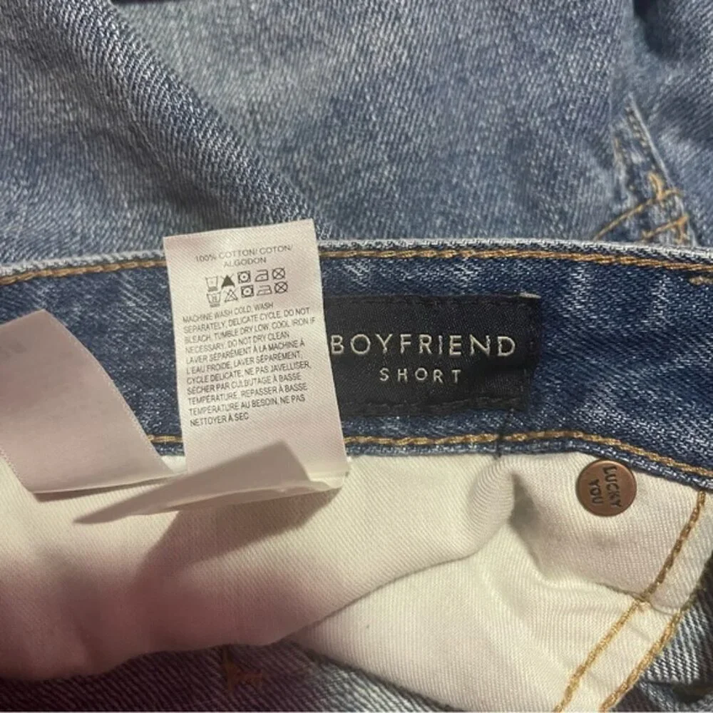 Lucky‎ Brand Jean Shorts Women's Size 28 Blue Denim Boyfriend Cuffed Cotton